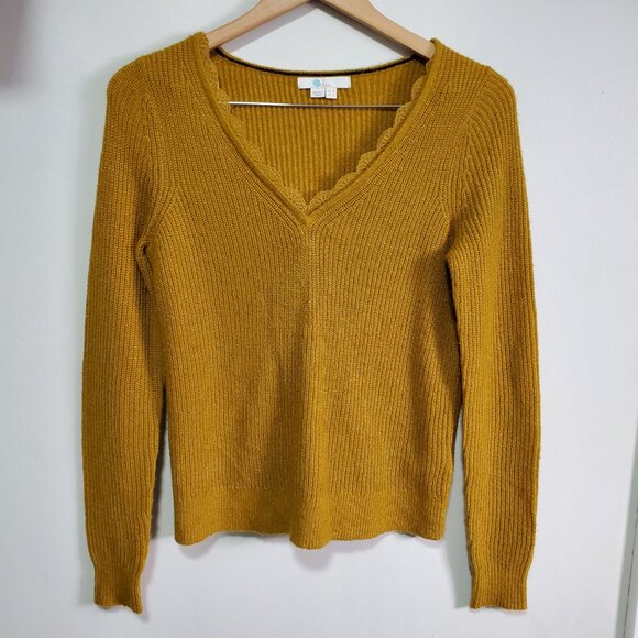 BODEN Kelsey Emma Fair Isle V-Neck Sweater Alpaca Wool Knit Mustard Women's 4 - Picture 2 of 12